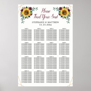 Wedding Seating Chart Sunflower Geometrical