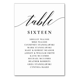 Wedding Seating Chart Table Number