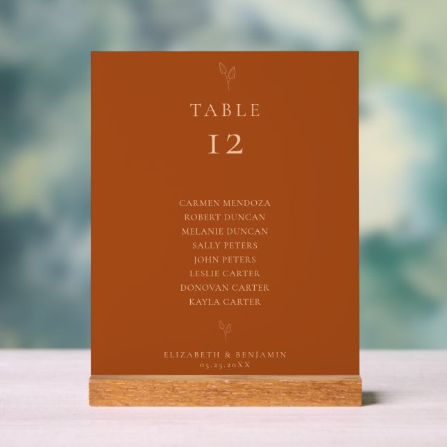 Wedding Seating Chart Table Terracotta Minimal (Neutral)