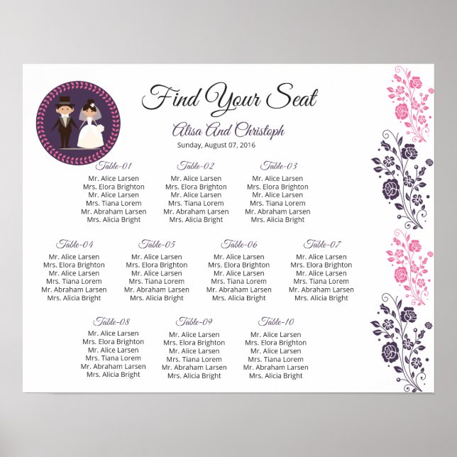 Wedding Seating Chart Template (Front)