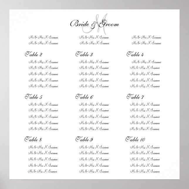 Wedding seating chart template "Make your own" (Front)