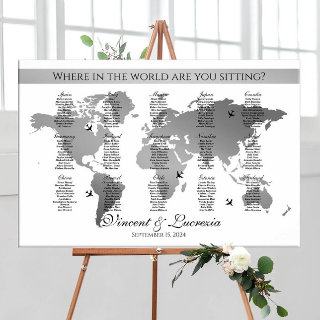 Wedding seating chart travel theme world map (Creator Uploaded)