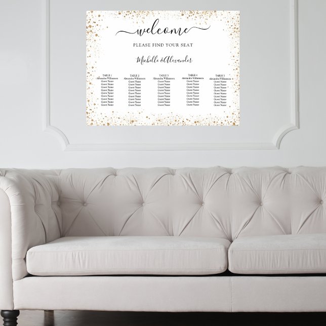 Wedding seating chart white gold glitter (Creator Uploaded)