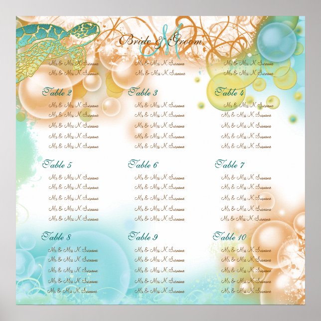 Wedding seating charts Beach theme (Front)
