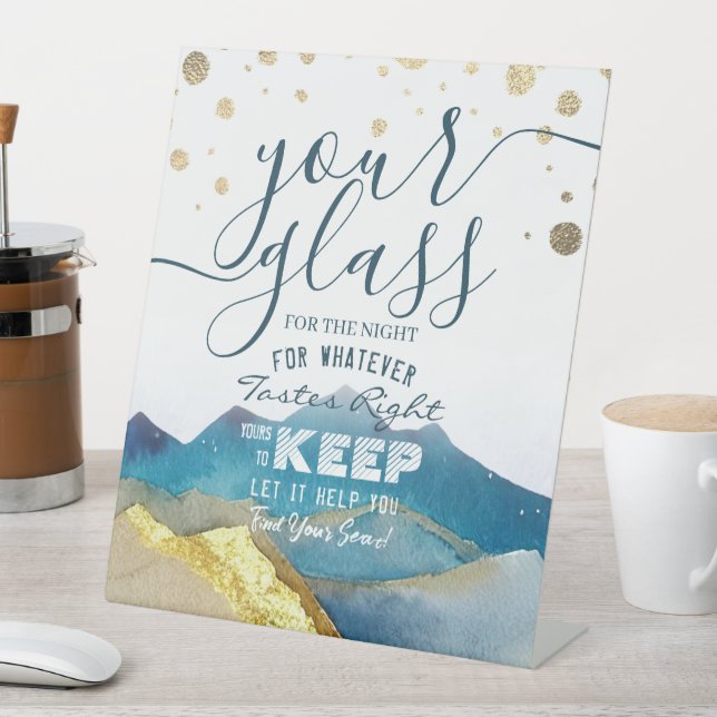 Wedding Seating Glass For The Night Find Your Seat Pedestal Sign (In SItu)