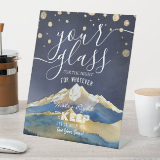 Wedding Seating Glass For The Night Find Your Seat Pedestal Sign