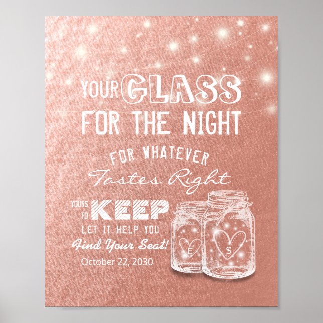 Wedding Seating Glass For The Night Find Your Seat Poster (Front)
