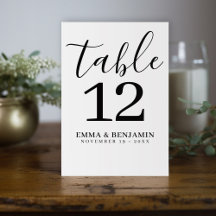Wedding Seating - Minimal Script Black White  -