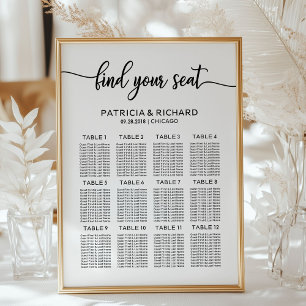 Wedding Seating Plan Board Elegant Calligraphy Poster