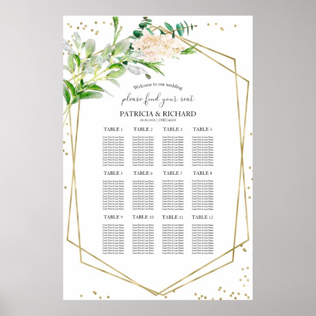 Wedding Seating Plan Elegant Geometric Poster (Front)