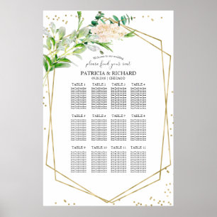 Wedding Seating Plan Elegant Greenery Poster