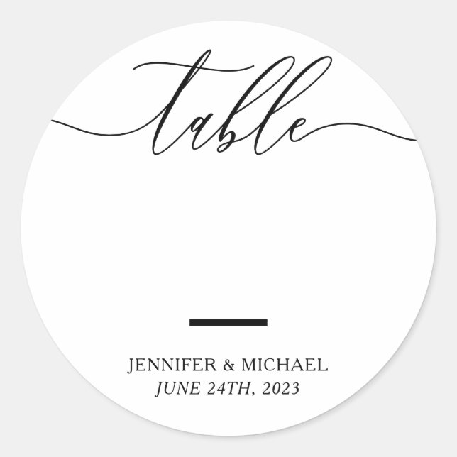 Wedding Seating Script Table Numbers Classic Round Sticker (Front)