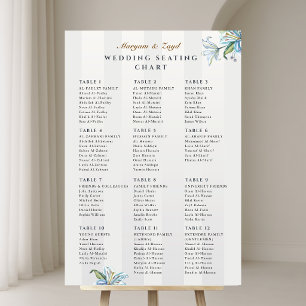 Wedding Seating Sign Watercolor Blue Lily