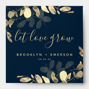 Wedding Seed Packet Favour Blue Gold Eucalyptus Envelope