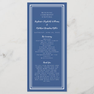 Wedding Service Ceremony Minimalist Blue Simple Programme