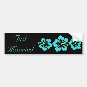 Wedding Set - Tropical - Hibiscus Blue Bumper Sticker