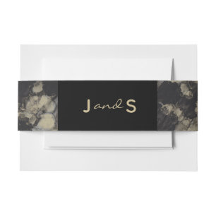 Wedding Shades of Black Gold Invitation Belly Band
