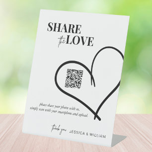 Wedding Share The Love   Photo Sharing QR Code  Pedestal Sign