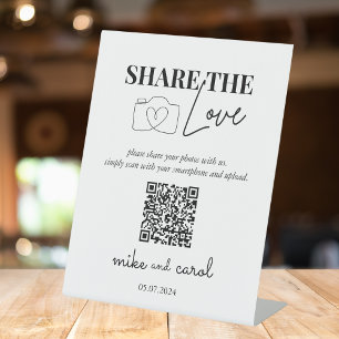Wedding Share The Love   Photo Sharing QR Code Pedestal Sign