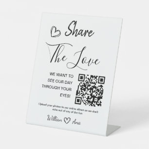 Wedding Share The Love QR Code Tabletop Pedestal Sign