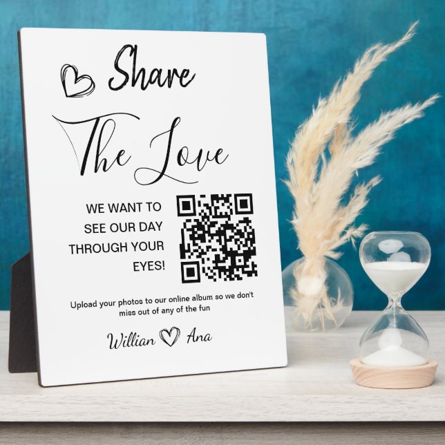 Wedding Share The Love QR Code Tabletop Plaque  (Side)