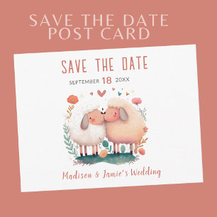 Wedding Sheep Couple Save the Date Postcard