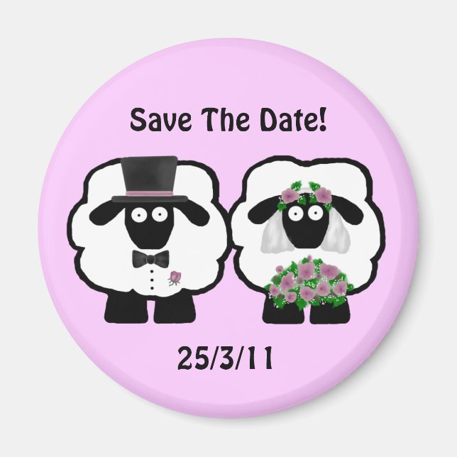 Wedding Sheep Save The Date Magnet (Front)
