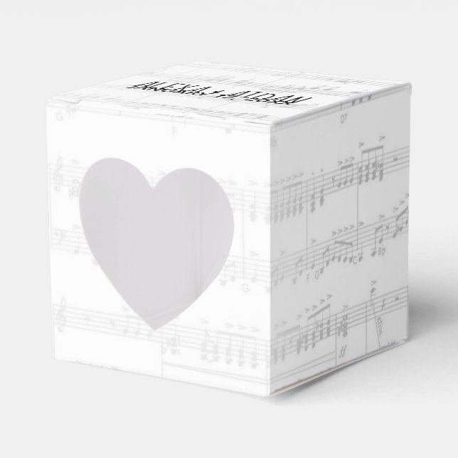 Wedding Sheet Music with Text   Favour Box (Front Side)