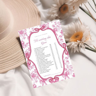 Wedding shoe Book Story Bridal Shower game card