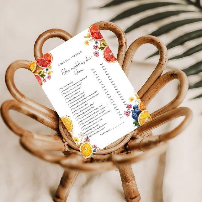  Wedding shoe Citrus Bridal Shower game card (Creator Uploaded)