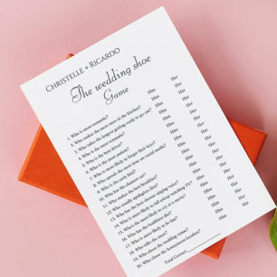Wedding shoe game bachelorette party game Card