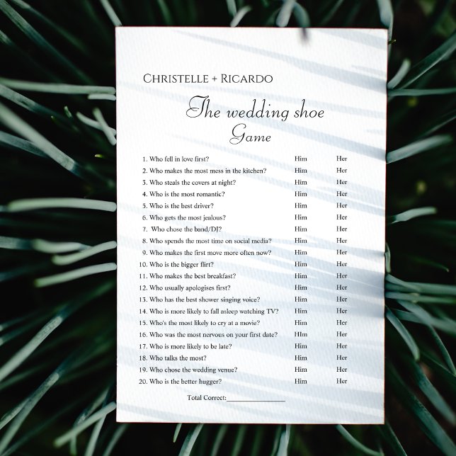 Wedding shoe game bachelorette  party game Card (Creator Uploaded)