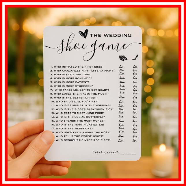 Wedding Shoe Game He Said She Said Elegant Game Invitation (Creator Uploaded)