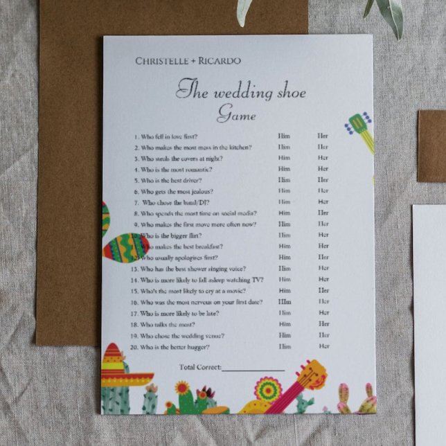 Wedding shoe game taco bout love   party game Card (Creator Uploaded)