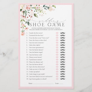 Wedding Shoe Pink Floral Bridal Shower Game