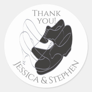 Wedding Shoes Black and White Classic Round Sticker