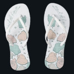 WEDDING SHOES | Modern Seashells Coral teal Jandals<br><div class="desc">Cute coral and teal seashell design. Handwritten calligraphy that says maid of honour - perfect for the maid of honour to wear on the beach for her bestie's wedding ceremony. Design created for TheBarefootBride™ by © WhimsicalArtwork™. This is part of a wedding stationery suite collection with matching wedding accessories also...</div>
