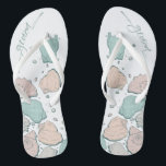 WEDDING SHOES | Modern Seashells Coral Teal Jandals<br><div class="desc">Funky coral and teal seashell design. Handwritten calligraphy that says groom - perfect for the groom to wear on the beach for his beach wedding ceremony. Design created for TheBarefootBride™ by © WhimsicalArtwork™. This is part of a wedding stationery suite collection with matching wedding accessories also baby shower and other...</div>