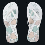 WEDDING SHOES | Modern Seashells Coral teal Jandals<br><div class="desc">Funky coral and teal seashell design. Handwritten calligraphy that says best man - perfect for the best man to wear on the beach for his best bud's wedding ceremony. Design created for TheBarefootBride™ by © WhimsicalArtwork™. This is part of a wedding stationery suite collection with matching wedding accessories also baby...</div>