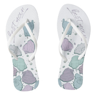 WEDDING SHOES   Modern Seashells Dusty Blue Lilac Jandals