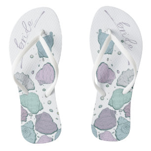 WEDDING SHOES Modern Seashells Dusty Blue Lilac Jandals