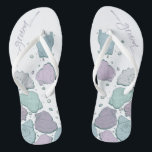 WEDDING SHOES | Modern Seashells Dusty Blue Lilac Jandals<br><div class="desc">Funky dusty blue and lilac seashell design. Handwritten calligraphy that says groom - perfect for the groom to wear on the beach for his beach wedding ceremony. Design created for TheBarefootBride™ by © WhimsicalArtwork™. This is part of a wedding stationery suite collection with matching wedding accessories also baby shower and...</div>