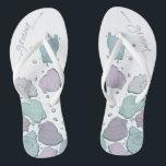 WEDDING SHOES | Modern Seashells Dusty Blue Lilac Jandals<br><div class="desc">Funky dusty blue and lilac seashell design. Handwritten calligraphy that says groom - perfect for the groom to wear on the beach for his beach wedding ceremony. Design created for TheBarefootBride™ by © WhimsicalArtwork™. This is part of a wedding stationery suite collection with matching wedding accessories also baby shower and...</div>