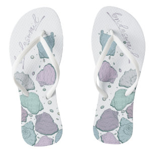 WEDDING SHOES Modern Seashells Lilac Dusty Blue Jandals