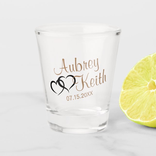 Wedding Shot Glasses with Bride and Groom name (Front)