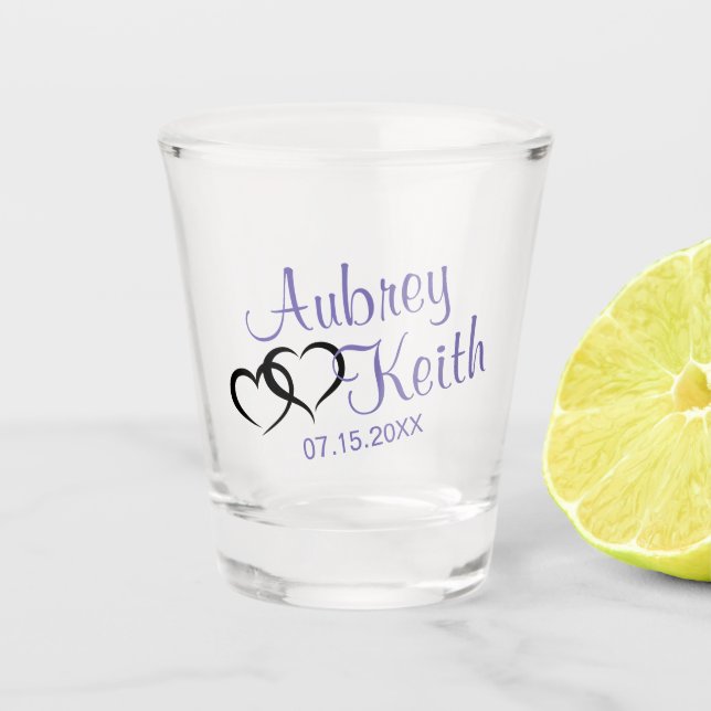 Wedding Shot Glasses with Bride and Groom name (Front)