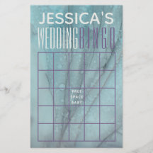 Wedding Shower BINGO Turquoise and Lavenders