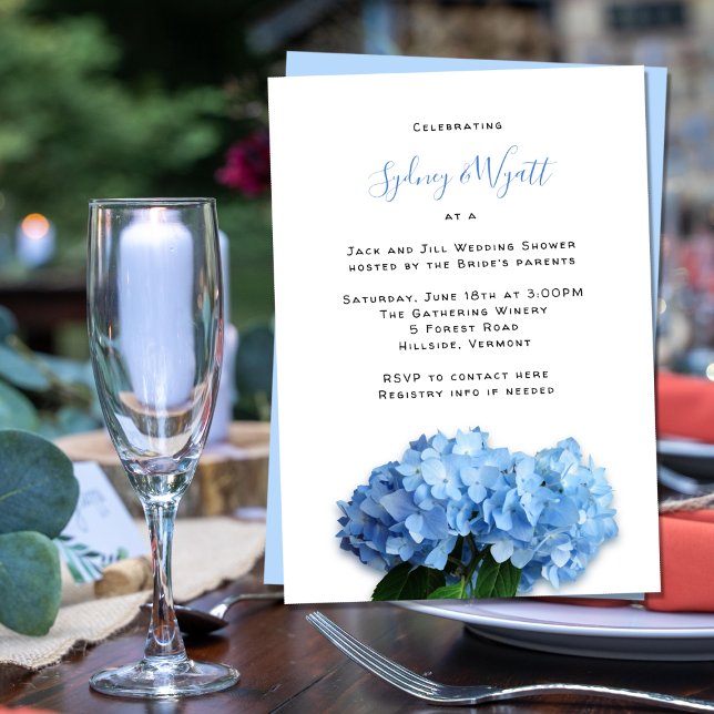 Wedding Shower Blue Flowers Jack n Jill Couples Invitation (Creator Uploaded)