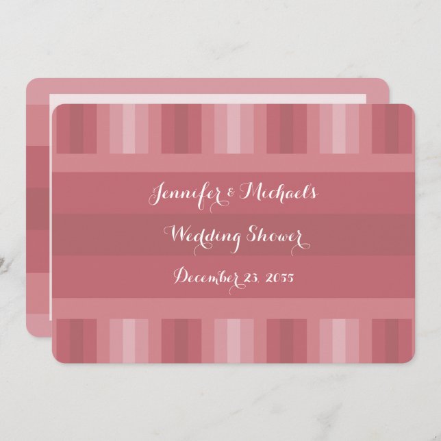 Wedding Shower Dusty Rose Stripe Invitation (Front/Back)