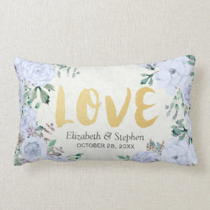 Wedding Shower Elegant Watercolor Botanical Floral Lumbar Cushion